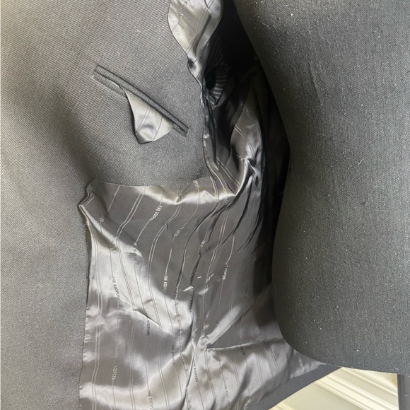 Black Blazer with Lamb Leather Accents - Picture 15 of 17